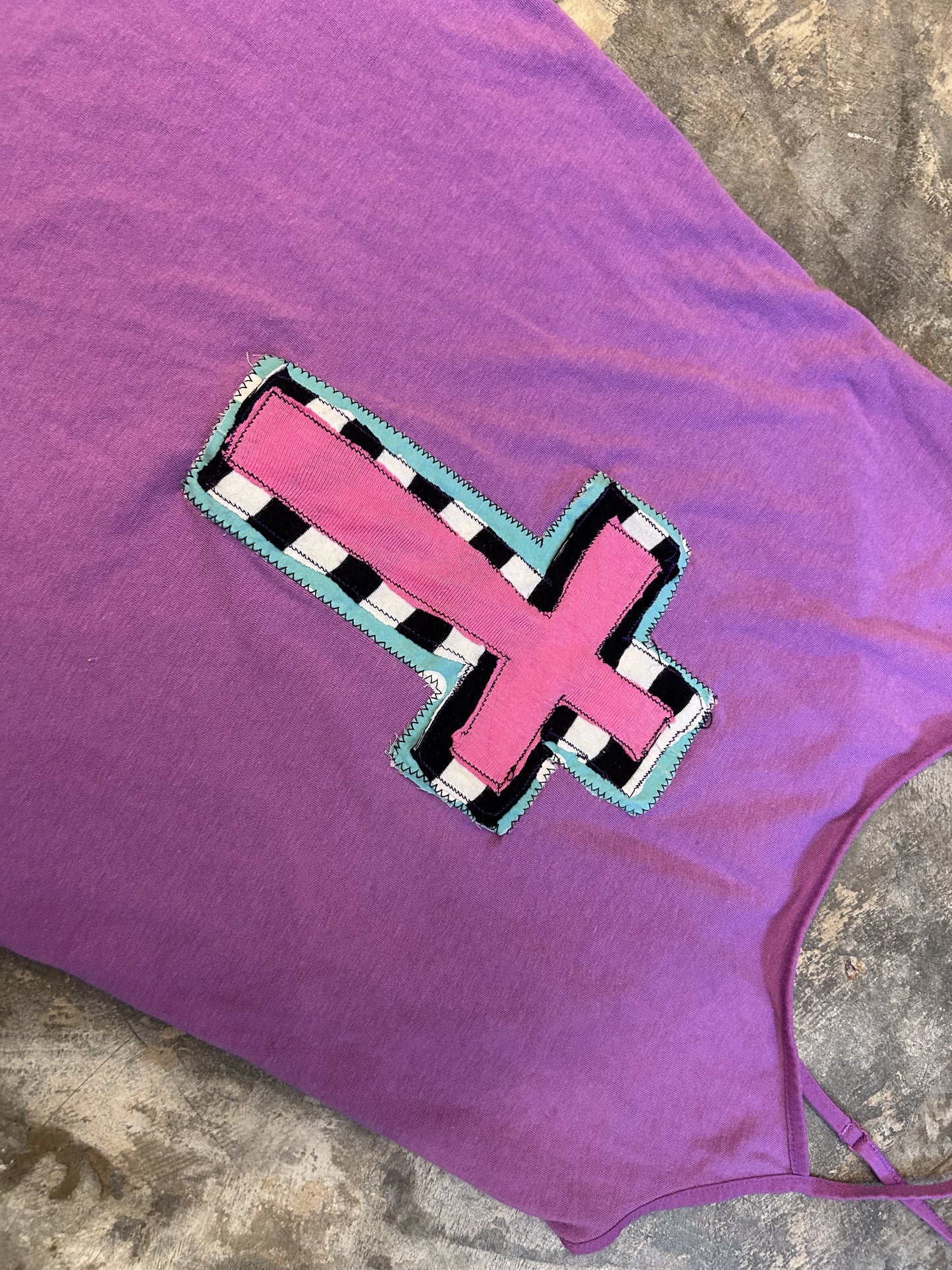 magenta striped cross tank