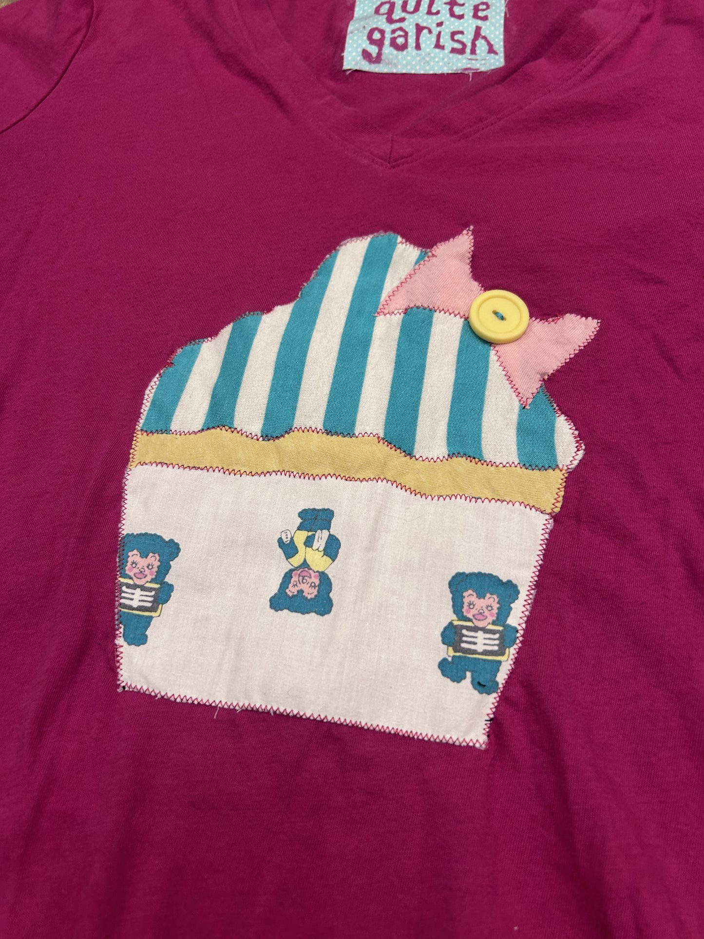 hot pink striped cupcake tee