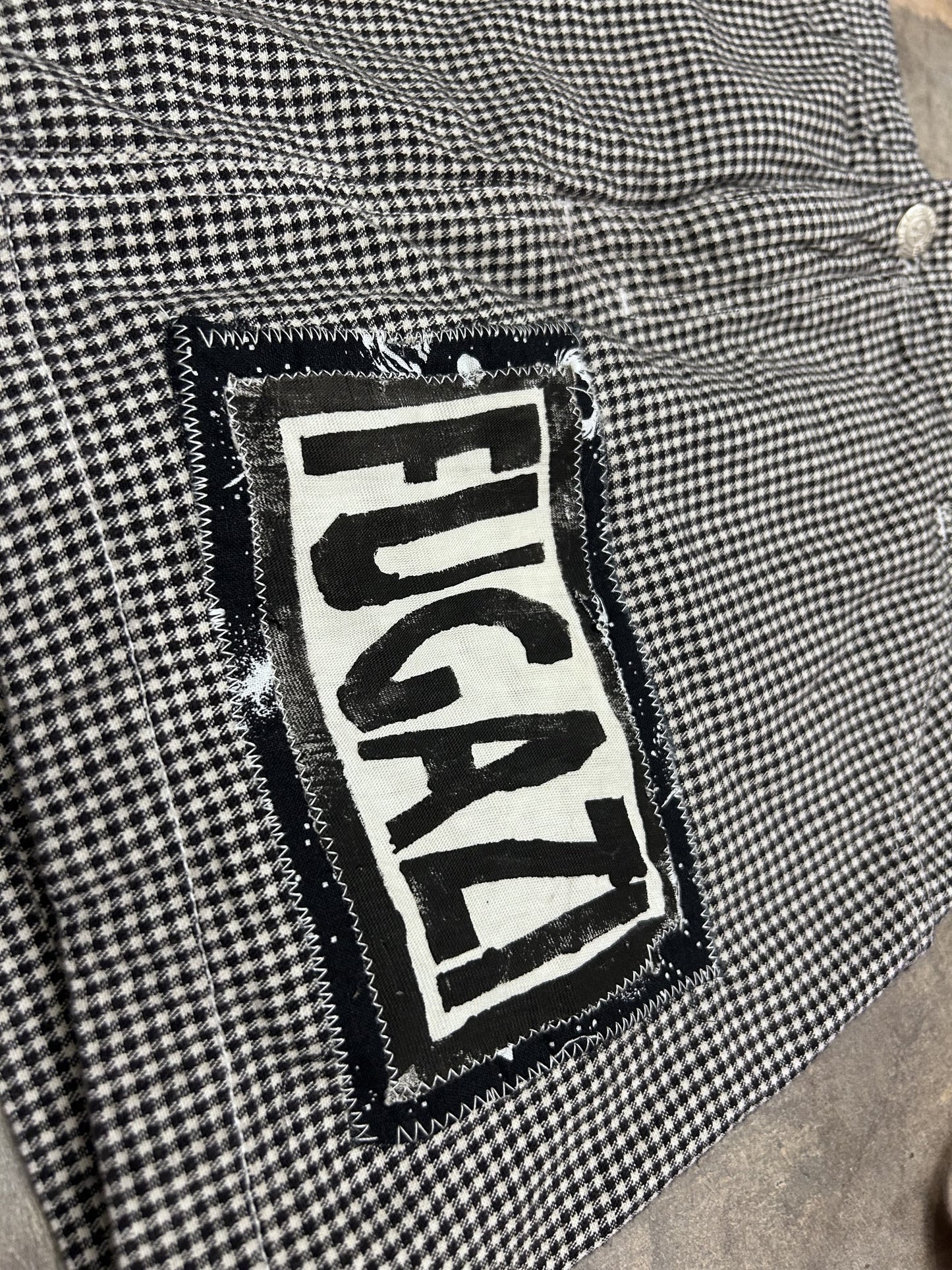 fugazi cut and sew screenprint patch skirt