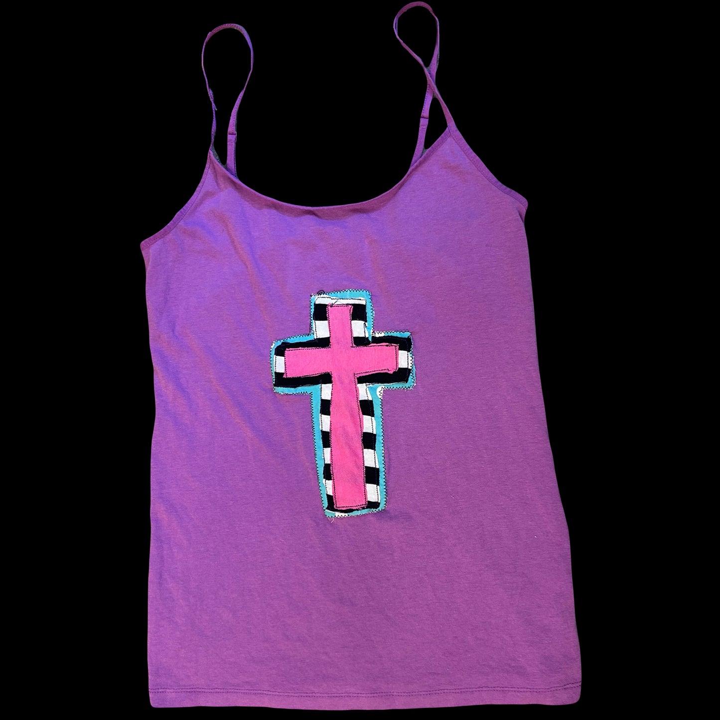 magenta striped cross tank