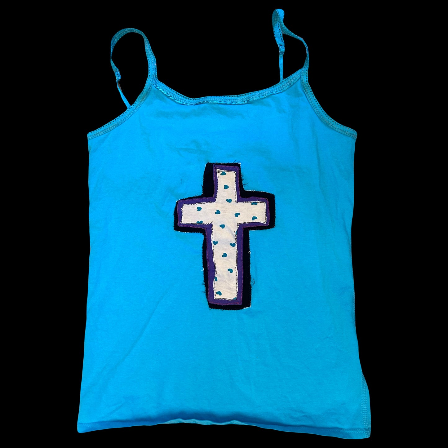 teal hearts cross tank