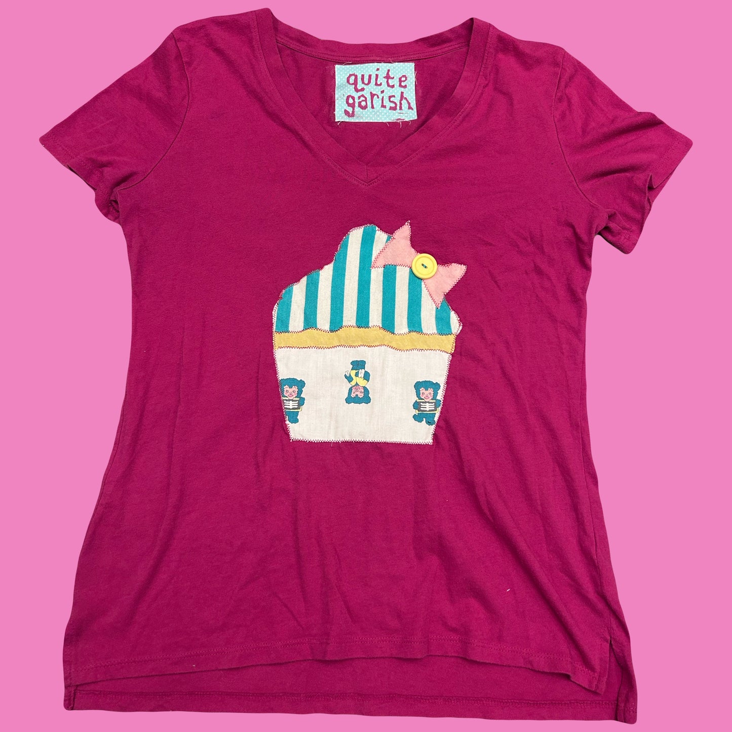 hot pink striped cupcake tee