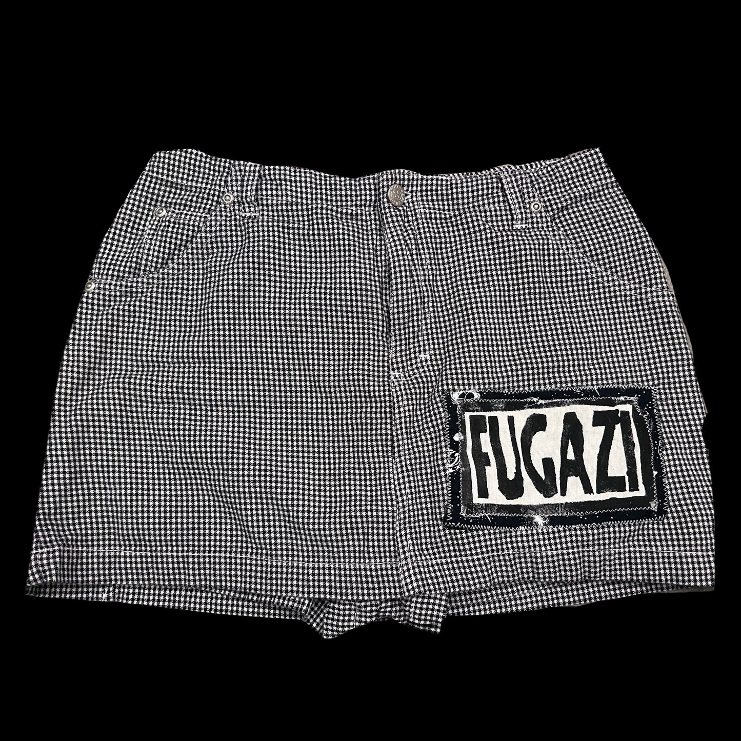 fugazi cut and sew screenprint patch skirt