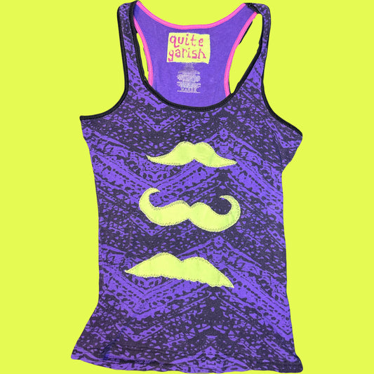 stache trio tank (purple chevron)