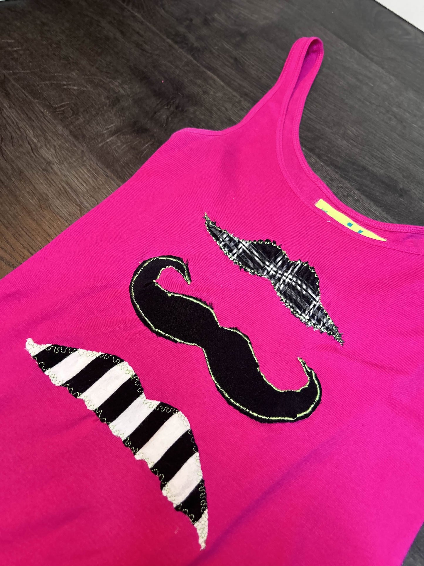 stache trio tank (hot pink)