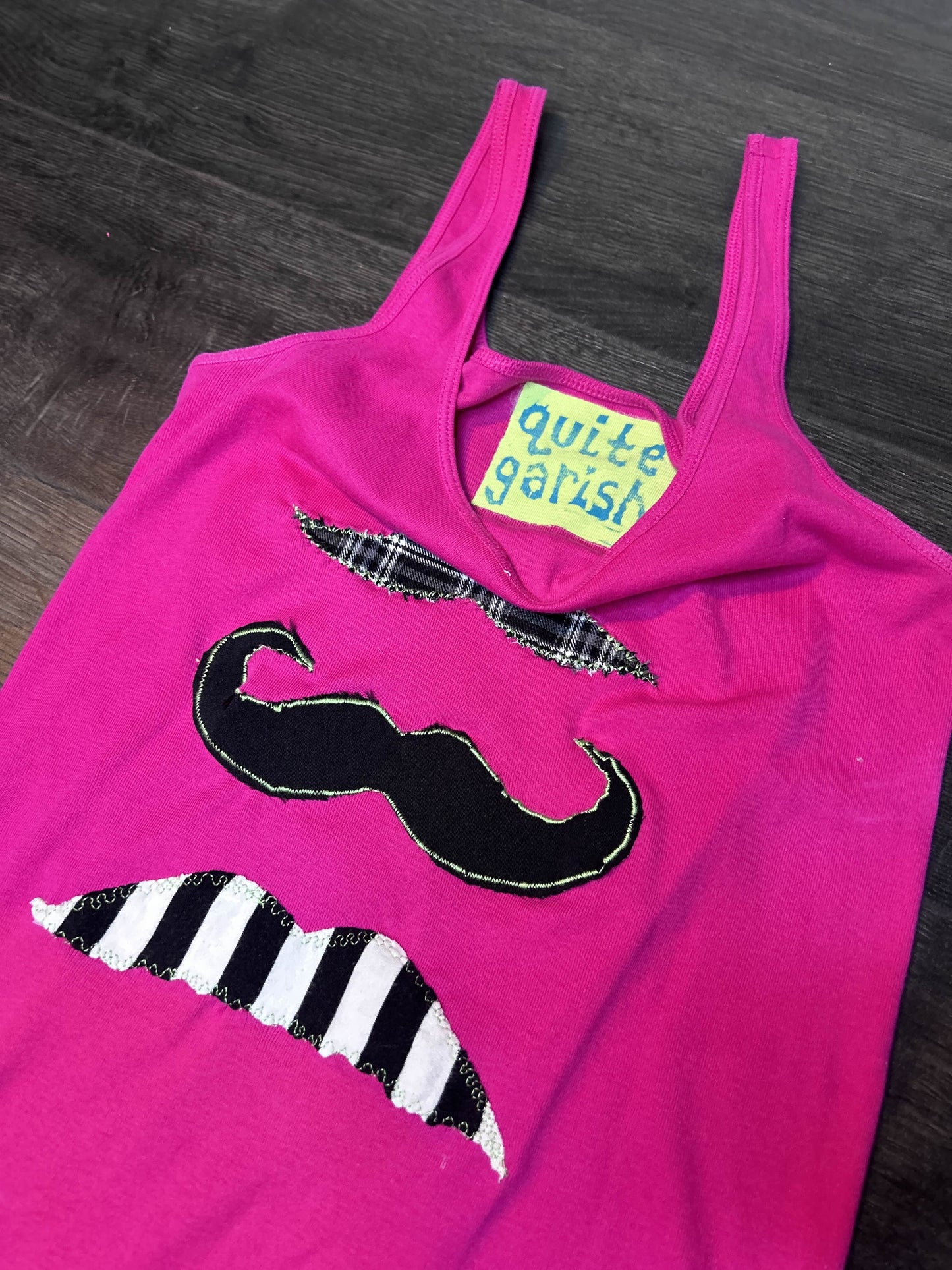 stache trio tank (hot pink)