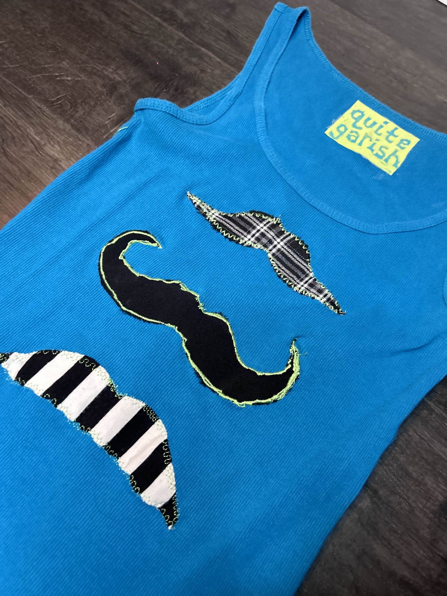 stache trio ribbed tank (blue)