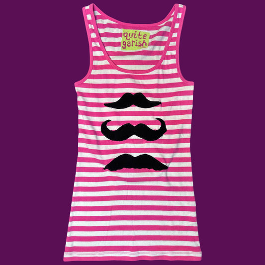 stache trio ribbed tank (pink stripes)