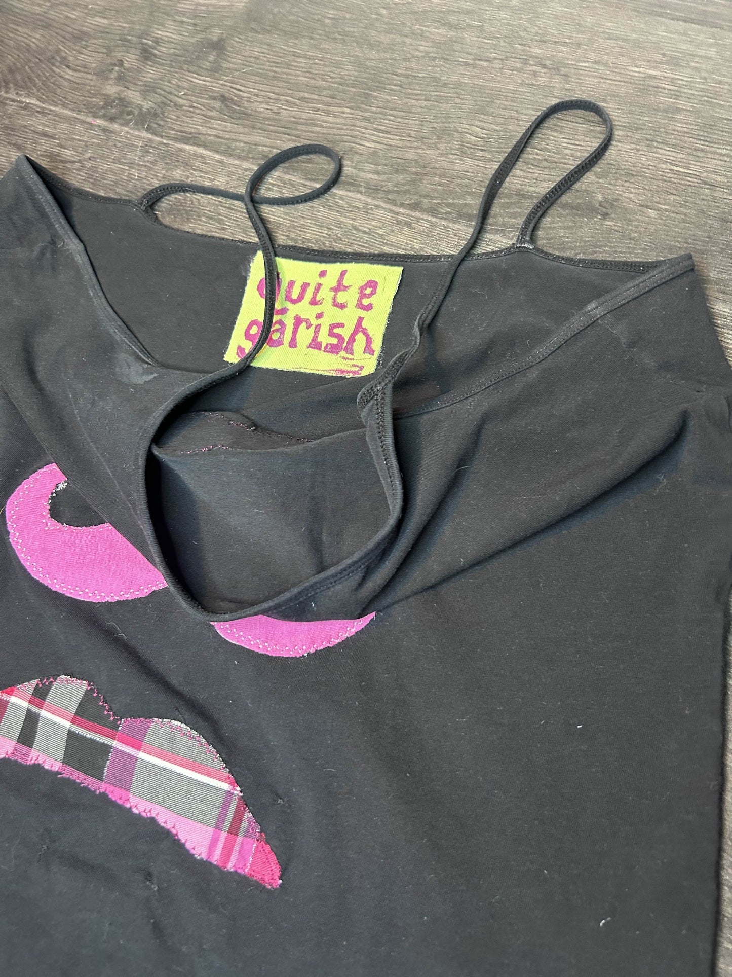 stache trio tank (pink & plaid)