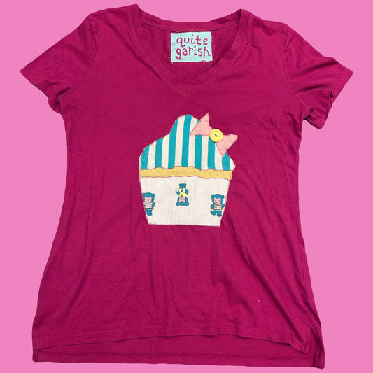 hot pink striped cupcake tee